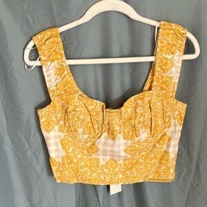 Du Paradis: Marigold cropped, side zip, thick strap top- L